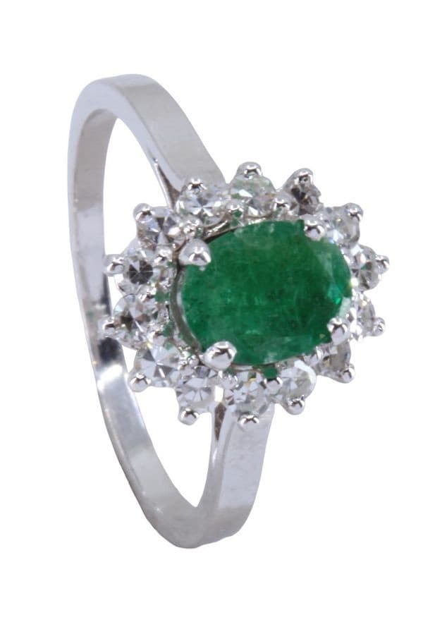 BAGUE MARGUERITE ÉMERAUDE ET DIAMANTS — vue 5