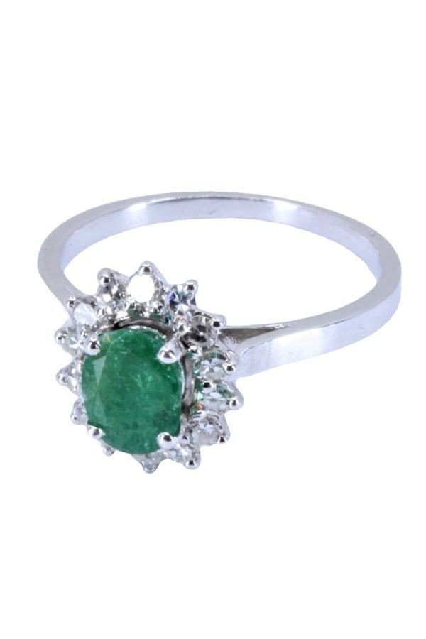 BAGUE MARGUERITE ÉMERAUDE ET DIAMANTS — vue 6