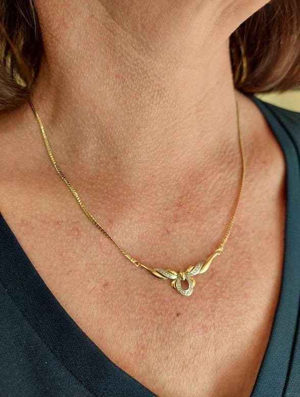 COLLIER 2 ORS DIAMANTS — vue 2