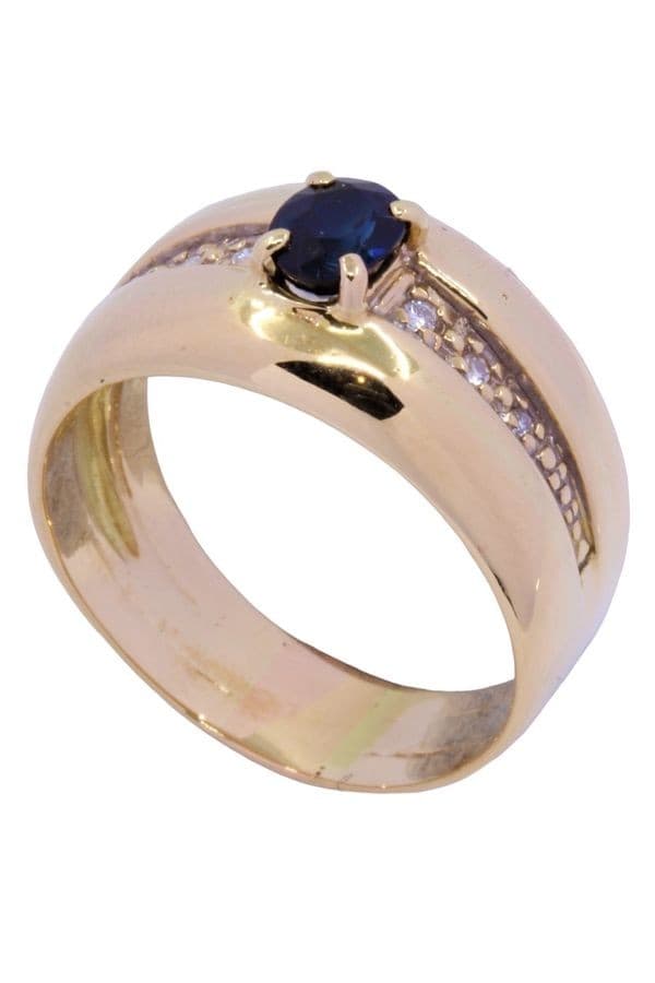 BAGUE MODERNE SAPHIR ET DIAMANTS — vue 4