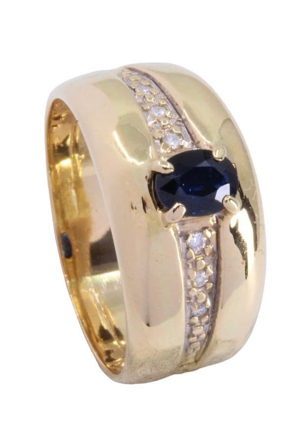 BAGUE MODERNE SAPHIR ET DIAMANTS — vue 5