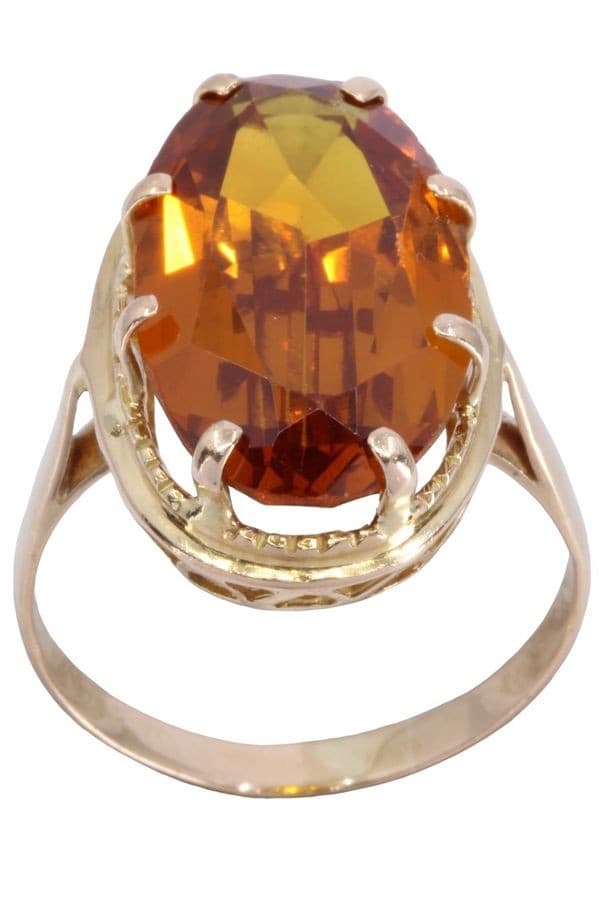 BAGUE MODERNE SAPHIR ORANGE — vue 1