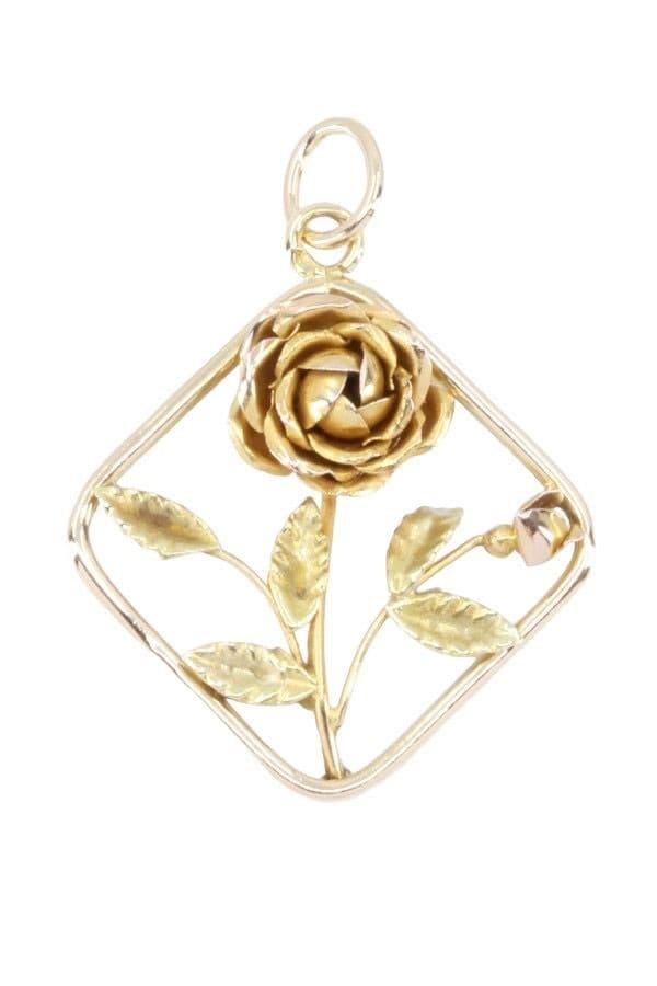 PENDENTIF ANCIEN ROSE — vue 1