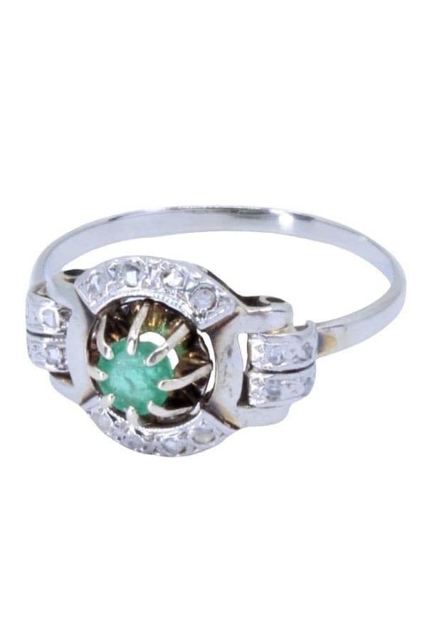 BAGUE ART-DÉCO ÉMERAUDE ET DIAMANTS — vue 3