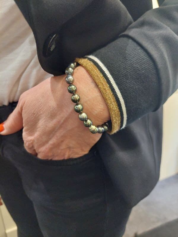 BRACELET PERLES NOIRES — vue 2