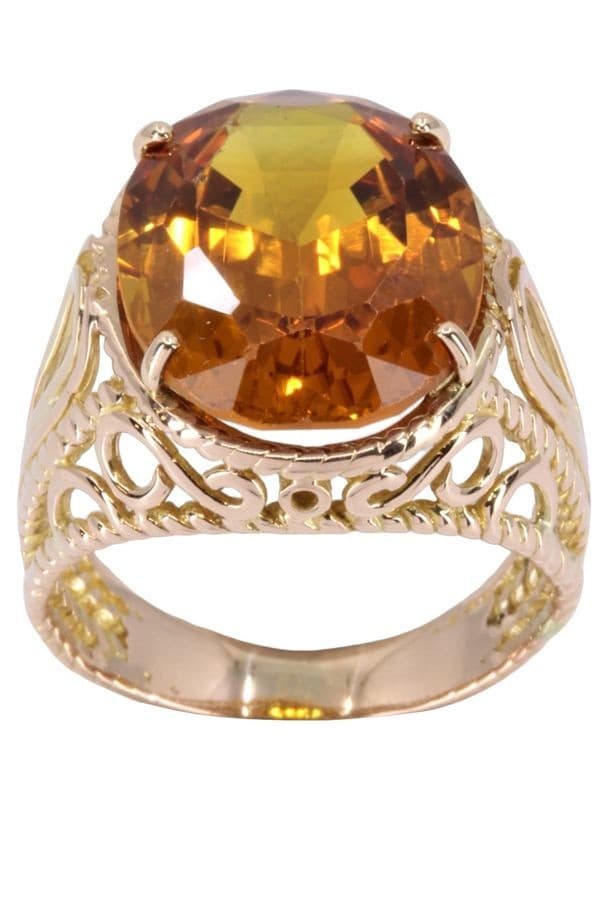 BAGUE ORNEMENTALE SAPHIR ORANGE — vue 1