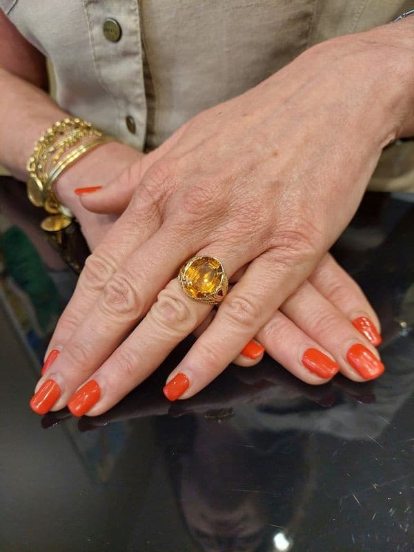 BAGUE ORNEMENTALE SAPHIR ORANGE — vue 2