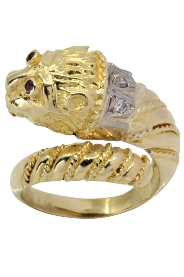 BAGUE LION RUBIS ET DIAMANTS — vue 1