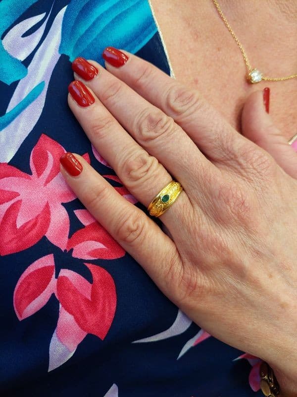 BAGUE JONC ÉMERAUDE — vue 2