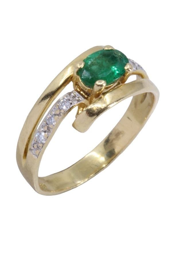 BAGUE MODERNE ÉMERAUDE ET DIAMANTS — vue 4