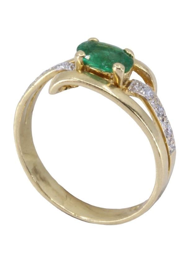 BAGUE MODERNE ÉMERAUDE ET DIAMANTS — vue 5