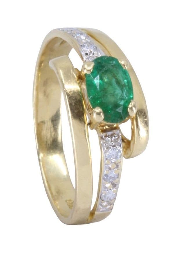BAGUE MODERNE ÉMERAUDE ET DIAMANTS — vue 6