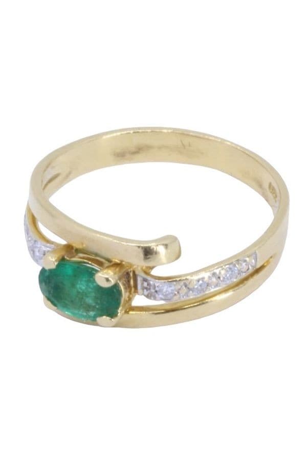 BAGUE MODERNE ÉMERAUDE ET DIAMANTS — vue 3