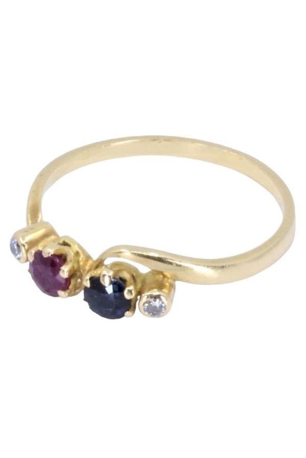 BAGUE MODERNE RUBIS, SAPHIR ET DIAMANTS — vue 6