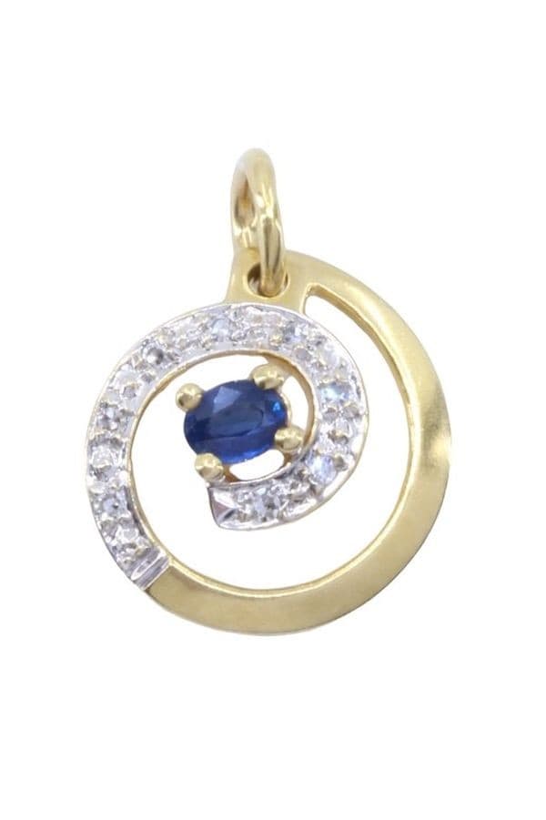 PENDENTIF SAPHIR ET DIAMANTS — vue 1