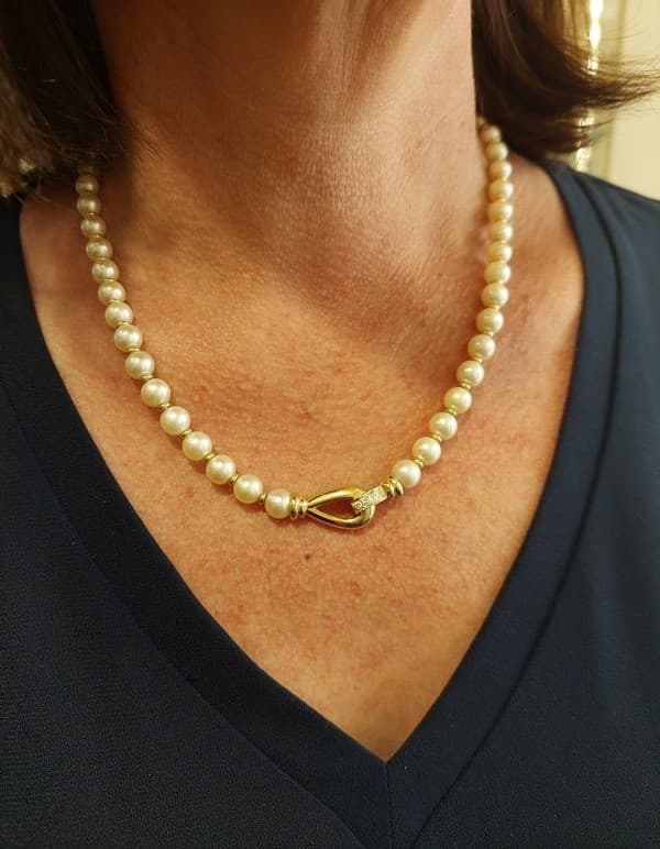 COLLIER DE PERLES ET DIAMANTS — vue 2