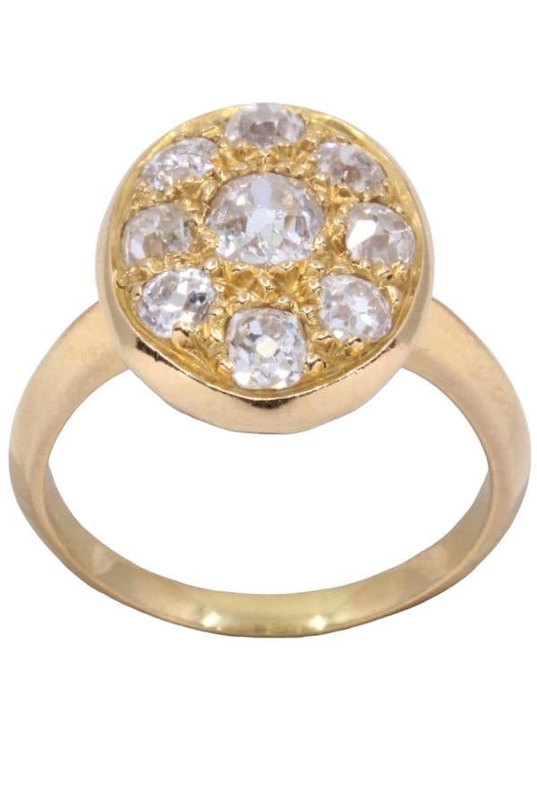 BAGUE ANCIENNE PAVAGE DIAMANTS — vue 1