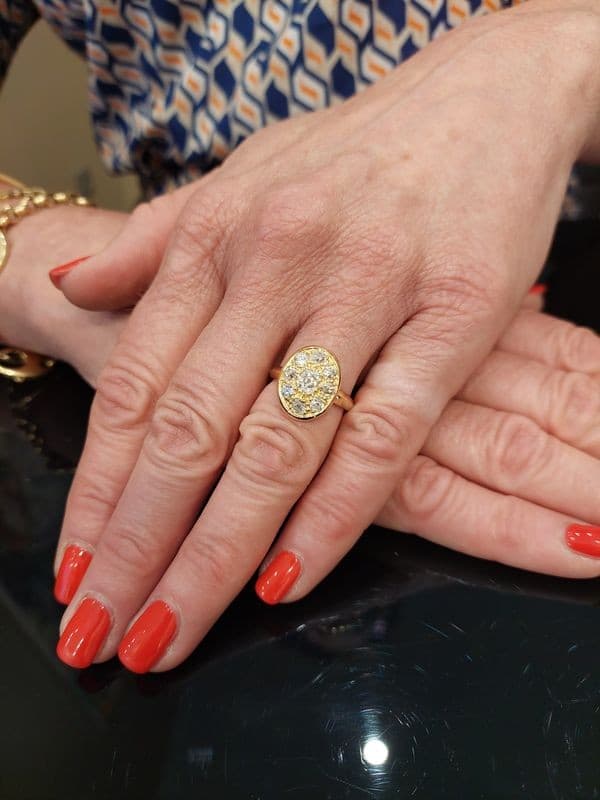 BAGUE ANCIENNE PAVAGE DIAMANTS — vue 2