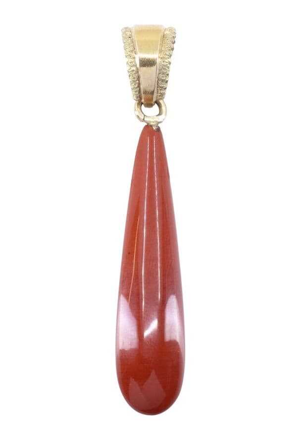 PENDENTIF ANCIEN CORNALINE ET PERLES — vue 3