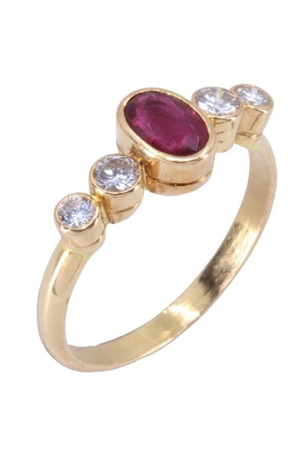 BAGUE MODERNE RUBIS ET DIAMANTS — vue 4