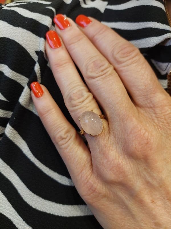 BAGUE SCARABÉ QUARTZ ROSE — vue 2