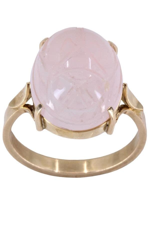 BAGUE SCARABÉ QUARTZ ROSE — vue 1