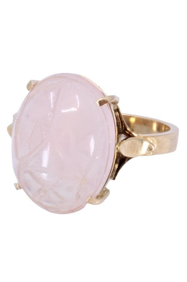 BAGUE SCARABÉ QUARTZ ROSE — vue 3