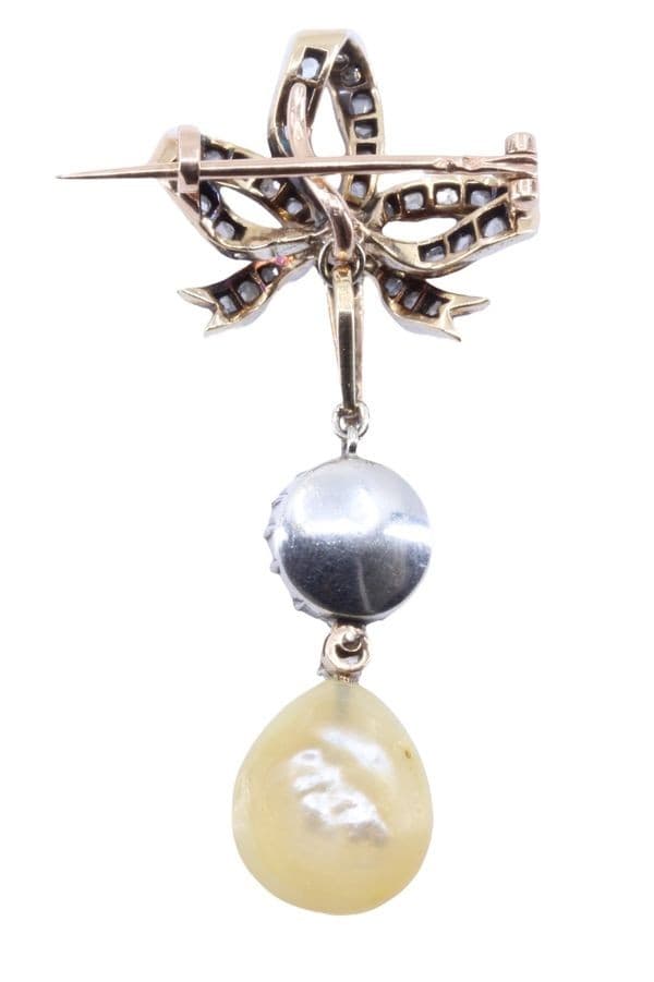 BROCHE PENDENTIF ART-NOUVEAU NACRE ET DIAMANTS — vue 3