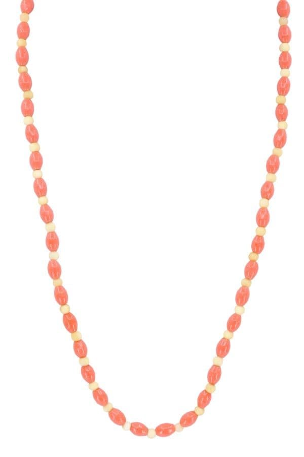 COLLIER ANCIEN EN IVOIRE ET CORAIL — vue 1