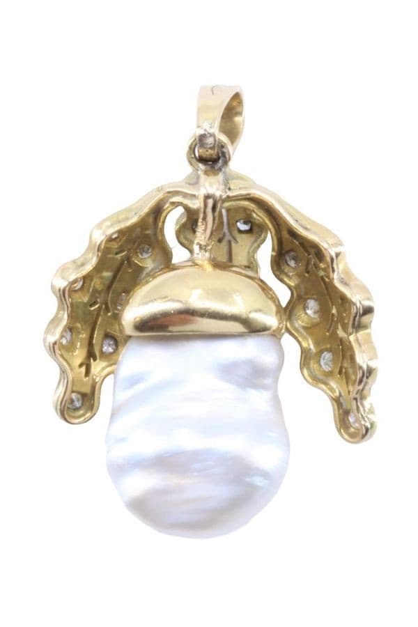 PENDENTIF PERLE BAROQUE ET DIAMANTS — vue 3