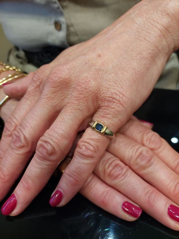 BAGUE MODERNE 2 ORS SAPHIR — vue 2