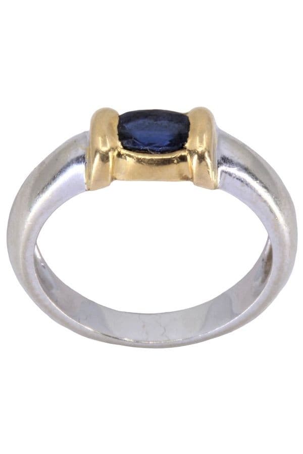 BAGUE MODERNE 2 ORS SAPHIR — vue 1