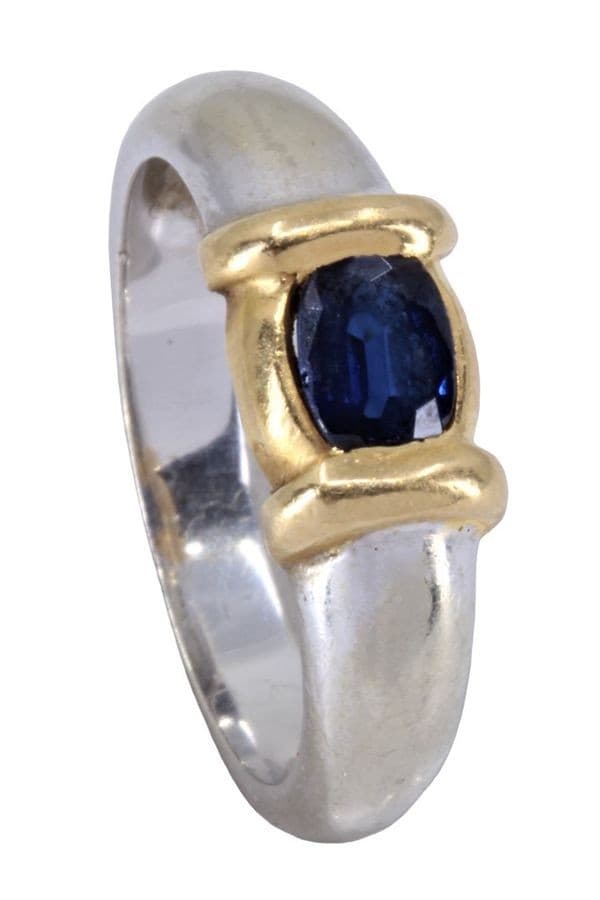 BAGUE MODERNE 2 ORS SAPHIR — vue 4