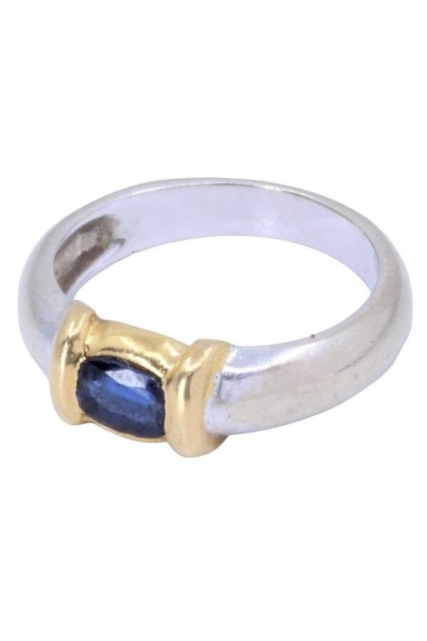 BAGUE MODERNE 2 ORS SAPHIR — vue 3