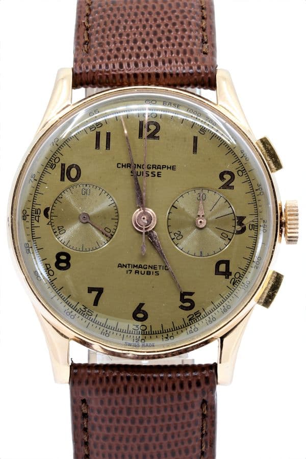 CHRONOGRAPHE SUISSE BOITIER OR — vue 1