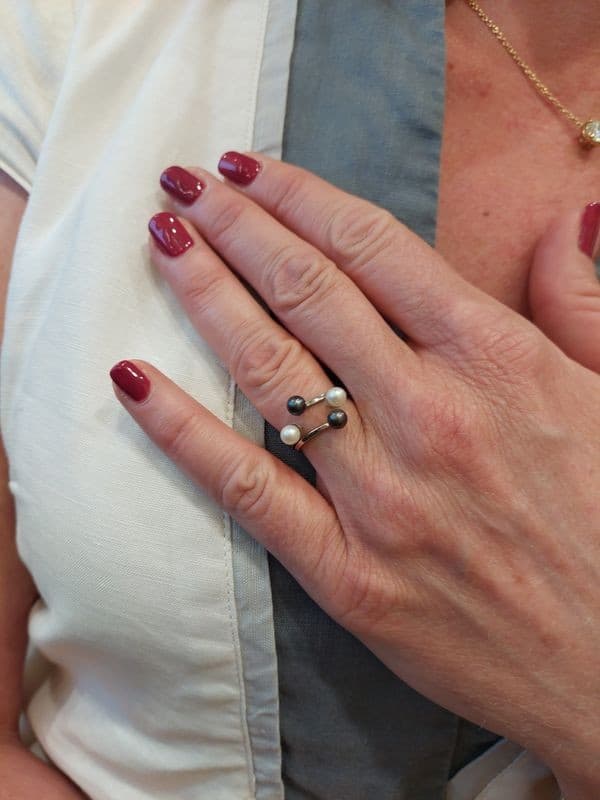 BAGUE PERLES STYLE TOI ET MOI — vue 2