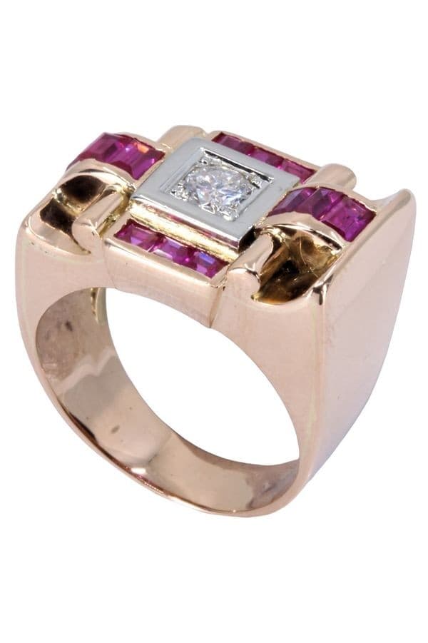 BAGUE TANK RUBIS ET DIAMANTS — vue 4