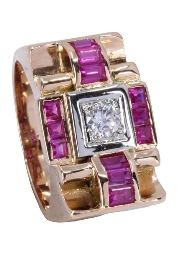 BAGUE TANK RUBIS ET DIAMANTS — vue 5