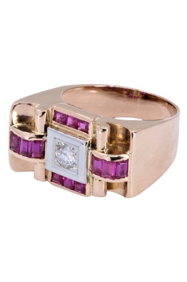 BAGUE TANK RUBIS ET DIAMANTS — vue 6