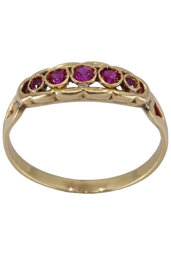 BAGUE JARRTIÈRE ANCIENNE RUBIS — vue 1