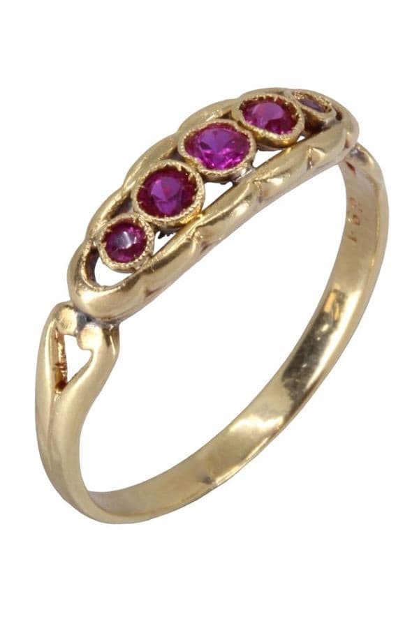 BAGUE JARRTIÈRE ANCIENNE RUBIS — vue 4