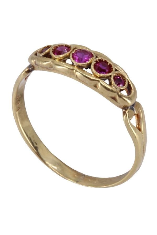 BAGUE JARRTIÈRE ANCIENNE RUBIS — vue 6