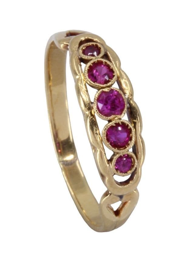 BAGUE JARRTIÈRE ANCIENNE RUBIS — vue 5