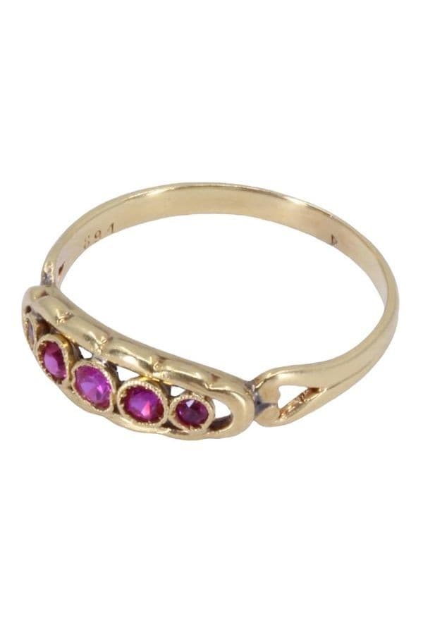 BAGUE JARRTIÈRE ANCIENNE RUBIS — vue 3