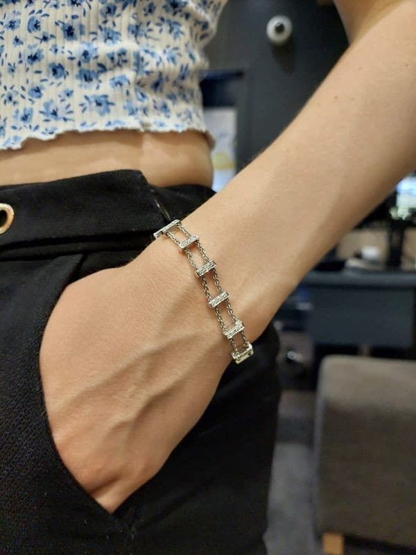 BRACELET BARRETTES MODERNE DIAMANTS — vue 2