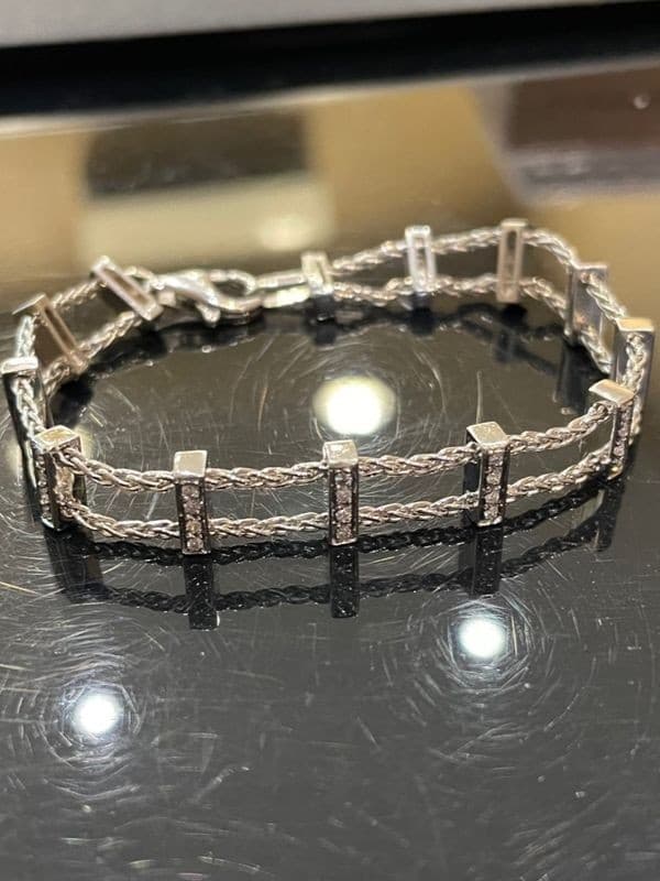 BRACELET BARRETTES MODERNE DIAMANTS — vue 3