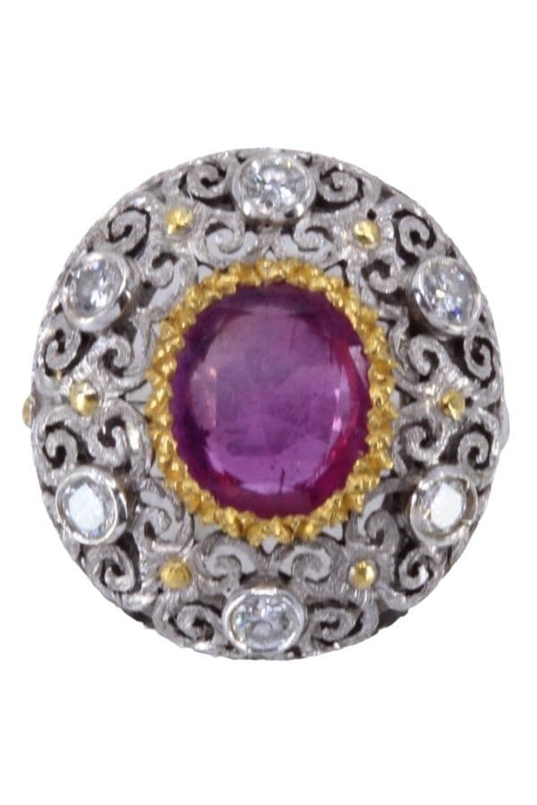 BAGUE ANCIENNE RUBIS ET DIAMANTS — vue 4