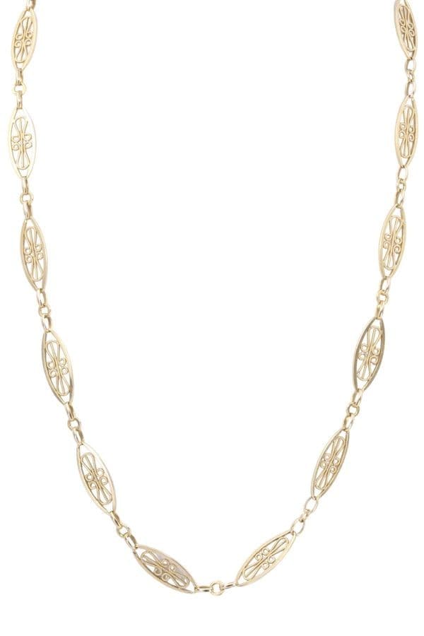COLLIER ANCIEN CHAINE DE MONTRE FILIGRANE — vue 1