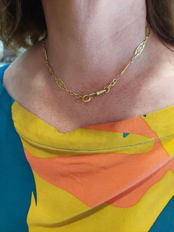 COLLIER ANCIEN CHAINE DE MONTRE FILIGRANE — vue 2