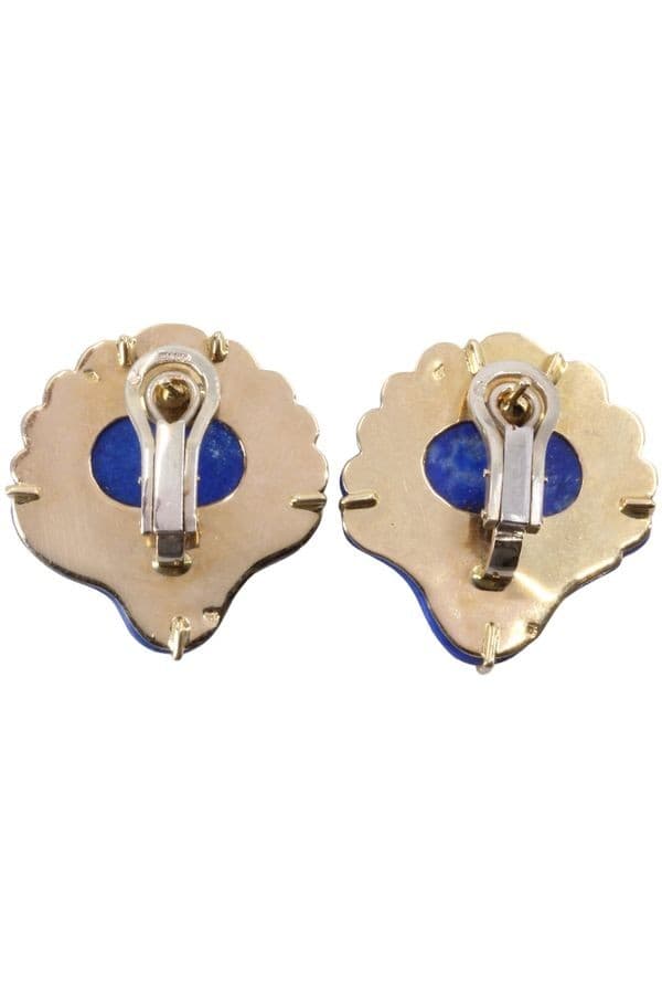 BOUCLES D'OREILLES COQUILLAGES LAPIS LAZULI — vue 3